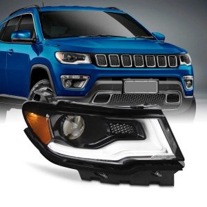 For 2017-2021 Jeep Compass Halogen or HID/Xenon LED Tube DRL Projector Car Headlight